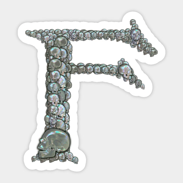 Tahitian Pearl Skull Monogram F Sticker by dinaaaaaah